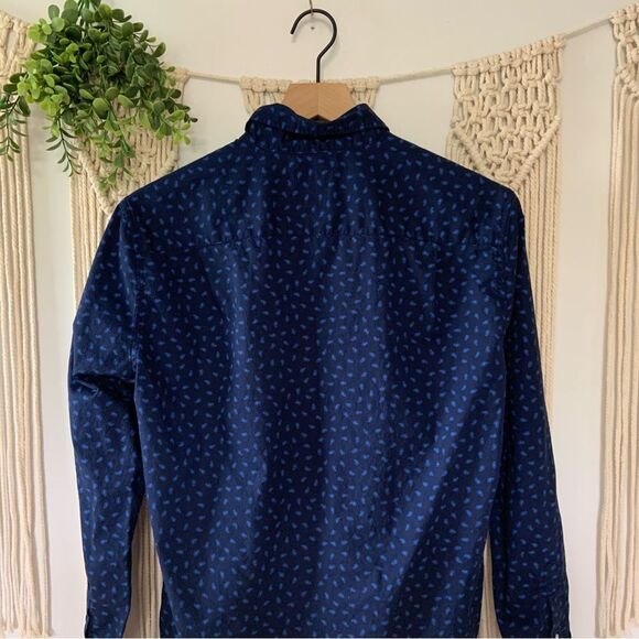 AMERICAN EAGLE Men’s Button Up Long Sleeve Shirt Blue Print Size XS - Picture 6 of 10